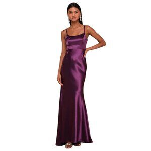 Lulus SzXXS‎ NWT Make You Shine Purple Satin Mermaid Maxi Dress